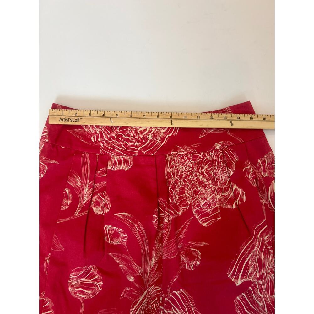 ANTHROPOLOGIE LEIFSDOTTIR FLORAL PLEATED SKIRT RED AND WHITE SIZE 8 - Picture 12 of 13